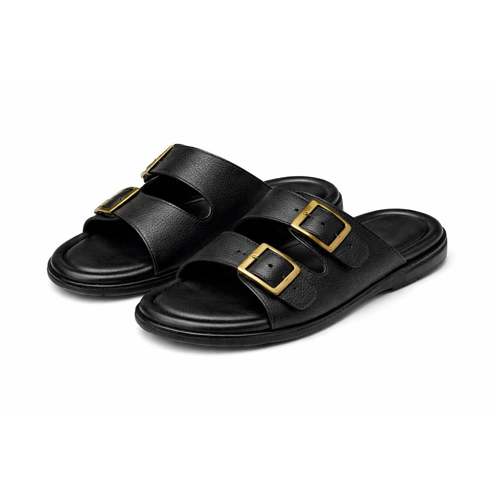 Men Black DoubleStrap Slide Sandal